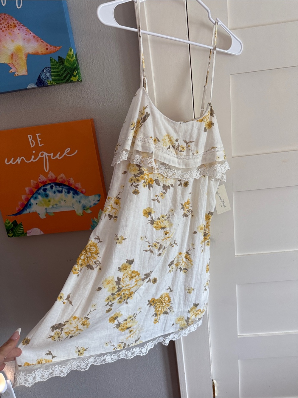 Target White Floral Ruffle Sundress with Yellow Flowers